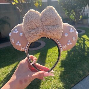 Beige fuzzy Minnie Ears